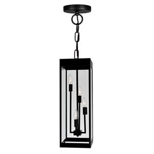 CWI Lighting Windsor 4-Light Black Outdoor Ceiling Light