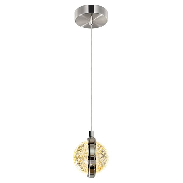 CWI Lighting Salvador 4-in LED Integrated Polished Nickel Pendant