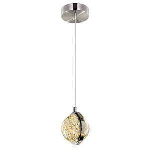 CWI Lighting Salvador 4-in LED Integrated Polished Nickel Pendant