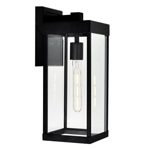 CWI Lighting Windsor 17-in Black Hardwired Medium Base (E-26) Outdoor Wall Light