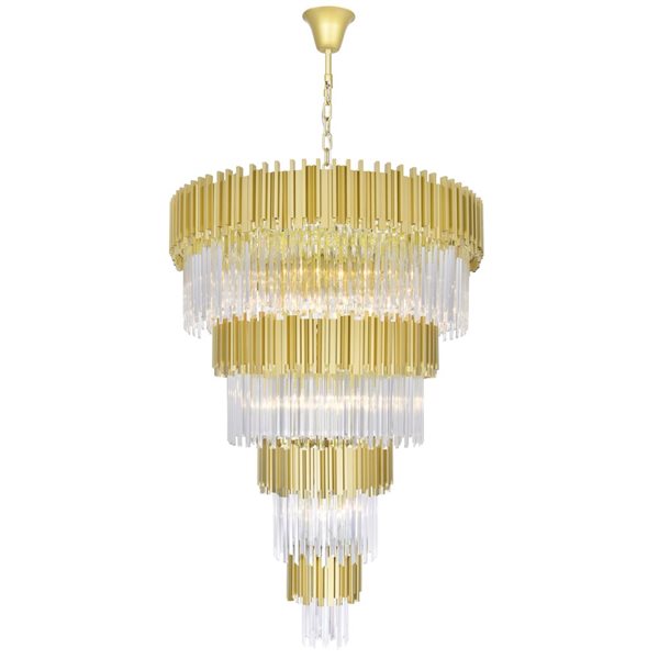 CWI Lighting Deco 34-Light Down Chandelier with Medallion Gold Finish