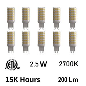 CWI Lighting 2.5 Watt G9 LED Bulb 3000K - Set of 10