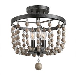 LNC 12-in Brushed Black Bohemian/Global LED Semi-flush Mount Light