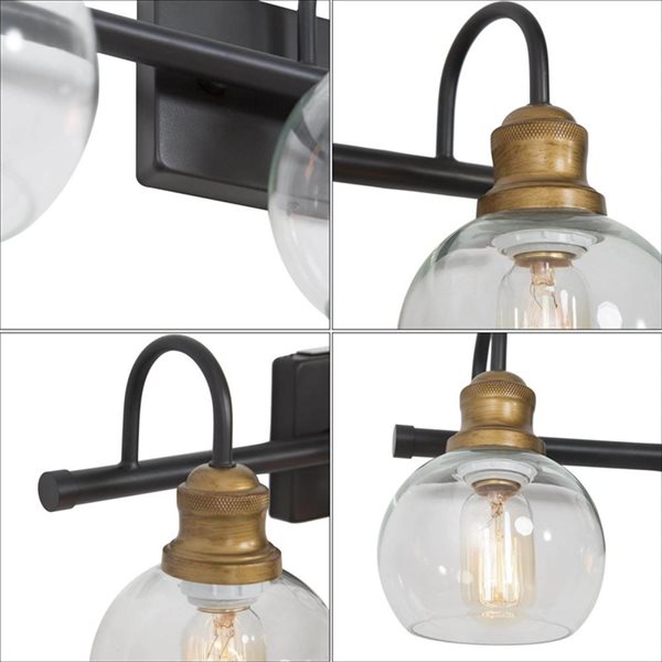 LNC Charm 3-Light  Bronze Antiue Gold and Black Modern Bathroom Vanity Light