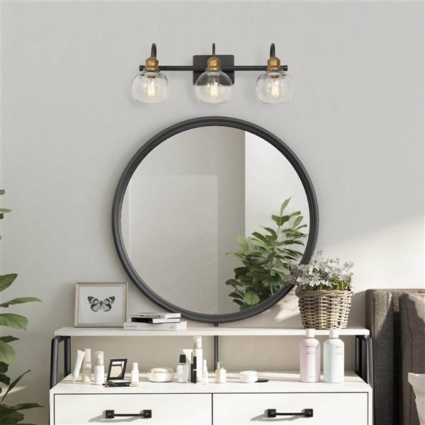 LNC Charm 3-Light  Bronze Antiue Gold and Black Modern Bathroom Vanity Light