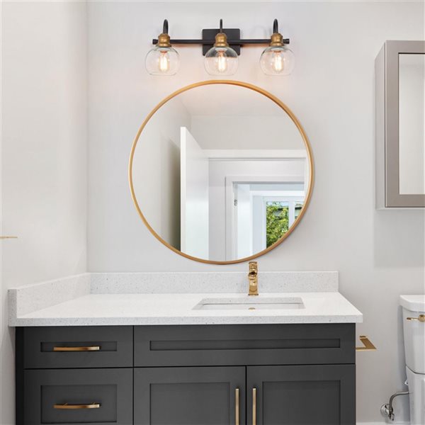 LNC Charm 3-Light  Bronze Antiue Gold and Black Modern Bathroom Vanity Light