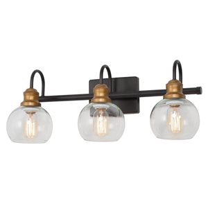 LNC Charm 3-Light  Bronze Antiue Gold and Black Modern Bathroom Vanity Light