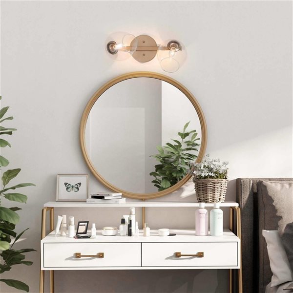 LNC 2-Light Gold and Clear Wine Cup Modern LED Bathroom Vanity Light