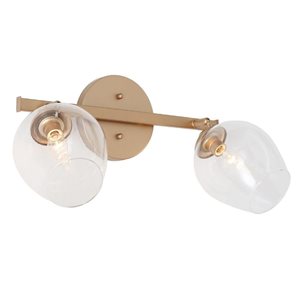 LNC 2-Light Gold and Clear Wine Cup Modern LED Bathroom Vanity Light