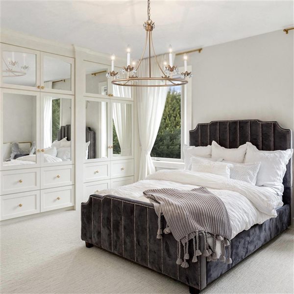 LNC Barbados 6-Light Matte Gold Modern/Contemporary Crystal Candle Chandelier