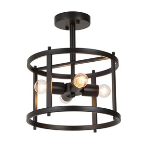 LNC 12-in Black Modern/Contemporary LED Semi-Flush Mount Light