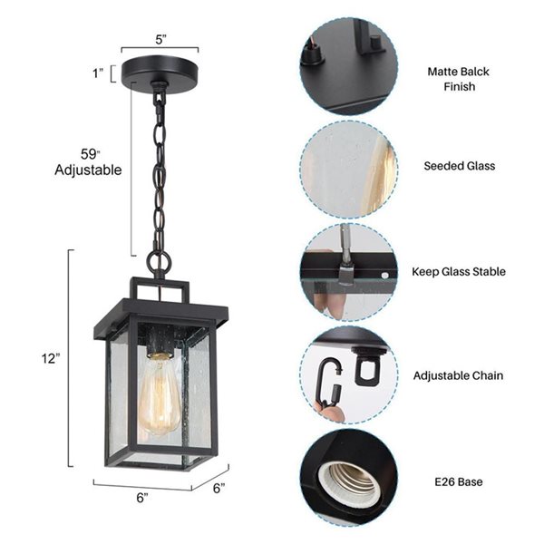 LNC Modern 2-Light Matte Black Flush Mount Outdoor Ceiling Light