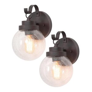 LNC 2-Pack 11-in H Black Clear Glass Modern Outdoor Lantern Wall Light