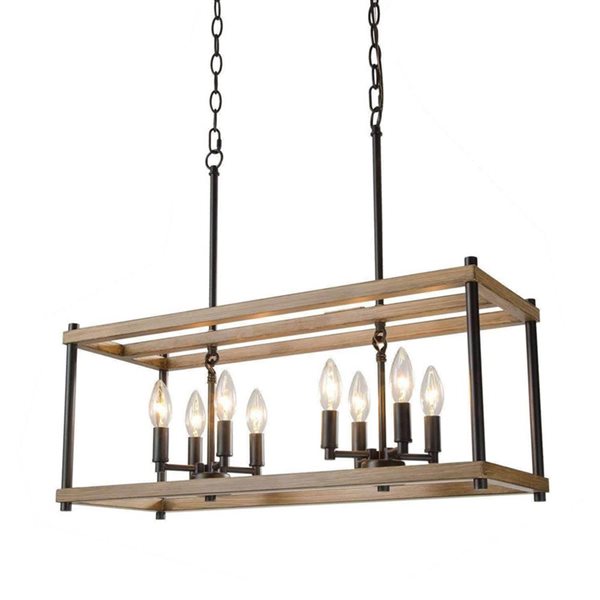 LNC Chet III Matte Black Farmhouse Linear Kitchen Island Light