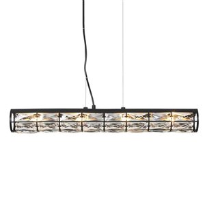 LNC Ballet 4-Light Matte Black and Crystal Modern Linear Kitchen Island Light