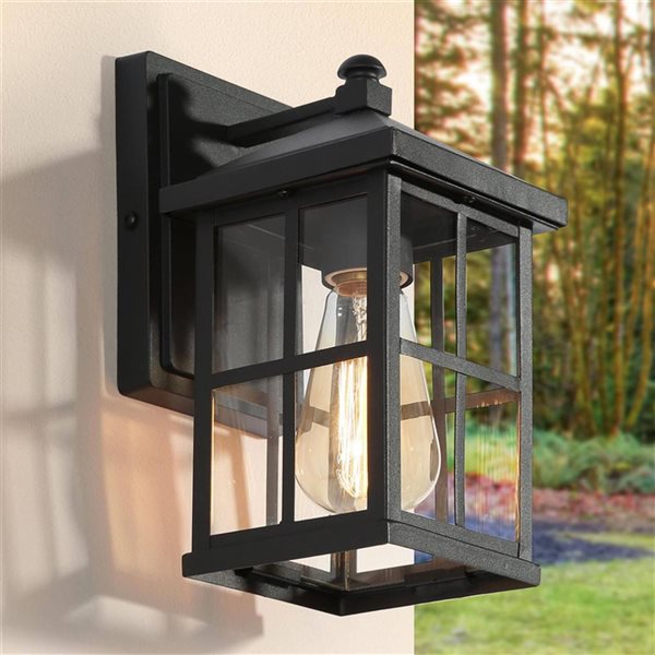 LNC 1-Light 10-in Black Cage Outdoor Wall Light