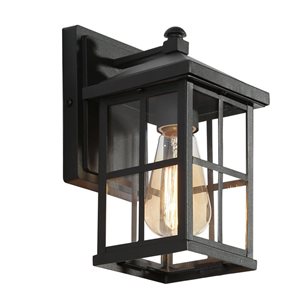 LNC 1-Light 10-in Black Cage Outdoor Wall Light