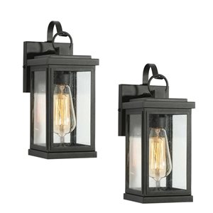 LNC 2-Light 12-in 2 Pack Black Outdoor Wall Light