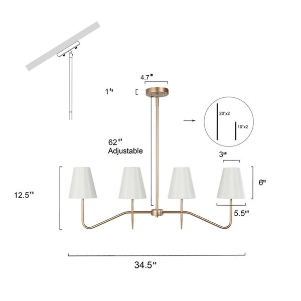 LNC Trend 4-Light Matte Gold Modern/Contemporary Linear Kitchen Island Light