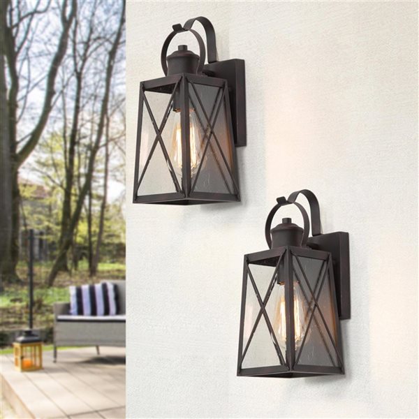 LNC Orlan 2-Pack 12.5-in H Bronze Farmhosue Outdoor Wall Light