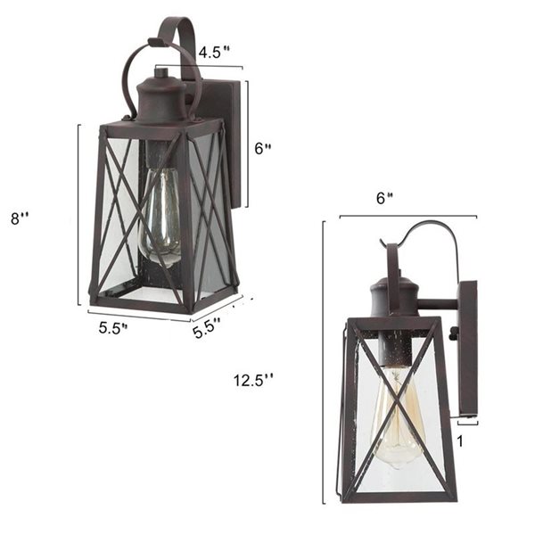 LNC Orlan 2-Pack 12.5-in H Bronze Farmhosue Outdoor Wall Light