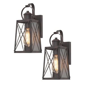 LNC Orlan 2-Pack 12.5-in H Bronze Farmhosue Outdoor Wall Light