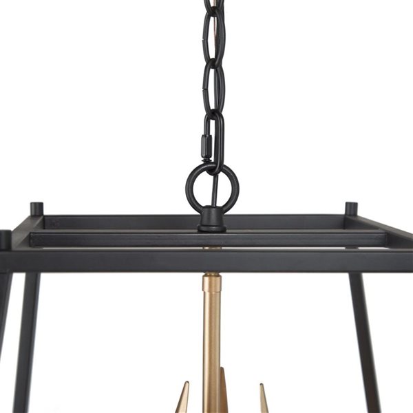 LNC Mania 3-Light Matte Black and Gold Modern/Contemporary Cage Chandelier