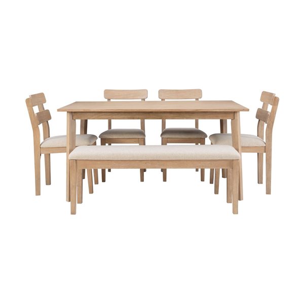 Linon Home Décor Denison 6-Piece Dining Set, Natural