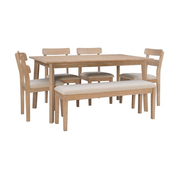 Linon Home Décor Denison 6-Piece Dining Set, Natural