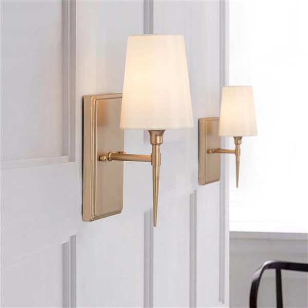 LNC 1-Light Gold and White Bathroom Vanity Light