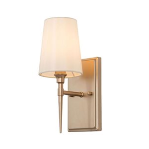 LNC 1-Light Gold and White Bathroom Vanity Light