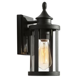 LNC Orlan 12.5-in Black Cylinder Modern Outdoor Wall Light