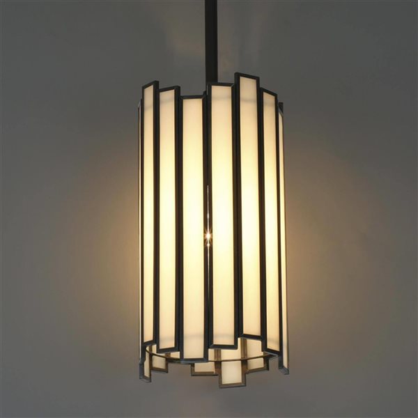 LNC Matte Black and Clear Tiffany Glass Cylinder Mini Pendant Light