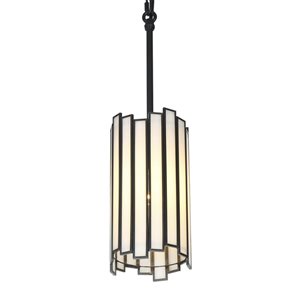 LNC Matte Black and Clear Tiffany Glass Cylinder Mini Pendant Light