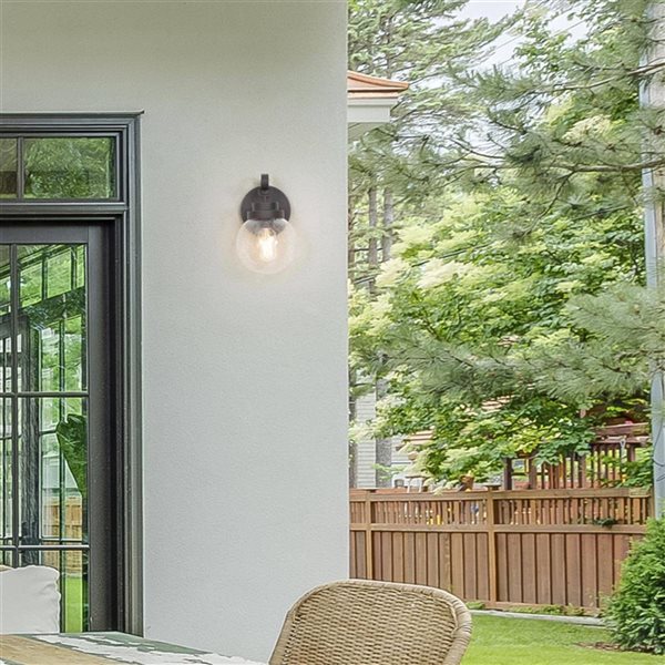 LNC Pavilion 10-in Bronze Seeded Glass Outdoor Wall Light