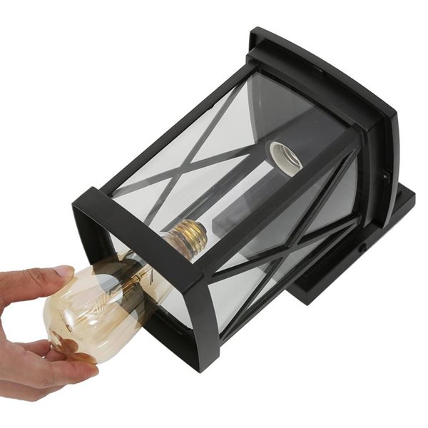 LNC 2-Pack 2-Light 11-in Black Cage Outdoor Wall Light