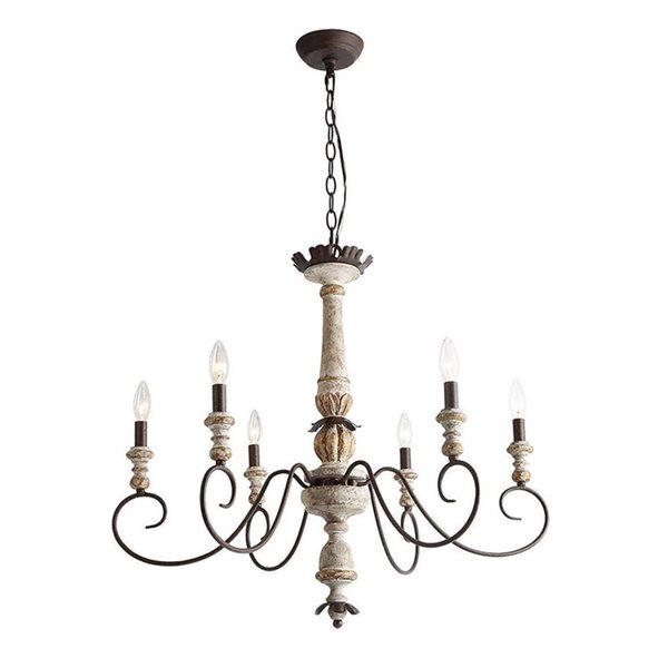 LNC Andromeda 6-Light  White and Bronze Cottage Chandelier