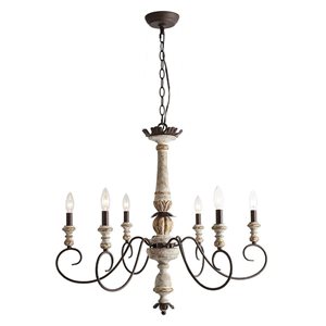 LNC Andromeda 6-Light  White and Bronze Cottage Chandelier