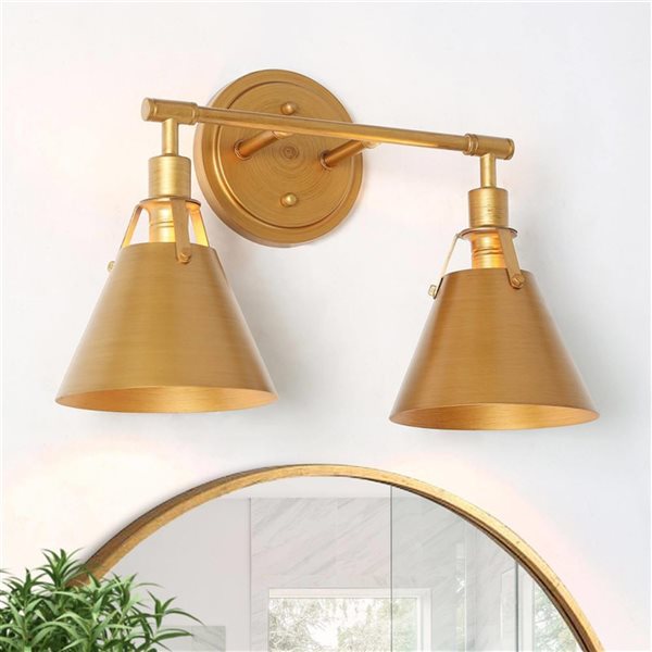 LNC Nero 2-Light Brushed Gold Bell LED Modern/Contemporary Vanity Light Bar