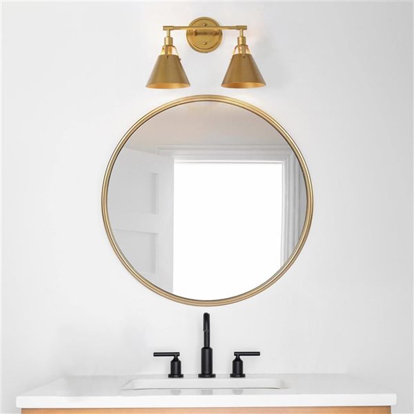 LNC Nero 2-Light Brushed Gold Bell LED Modern/Contemporary Vanity Light Bar