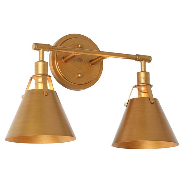 LNC Nero 2-Light Brushed Gold Bell LED Modern/Contemporary Vanity Light Bar