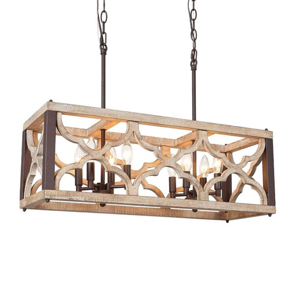 LNC Distressed Wood Rustic Farmhouse Linear Kitchen Island Light