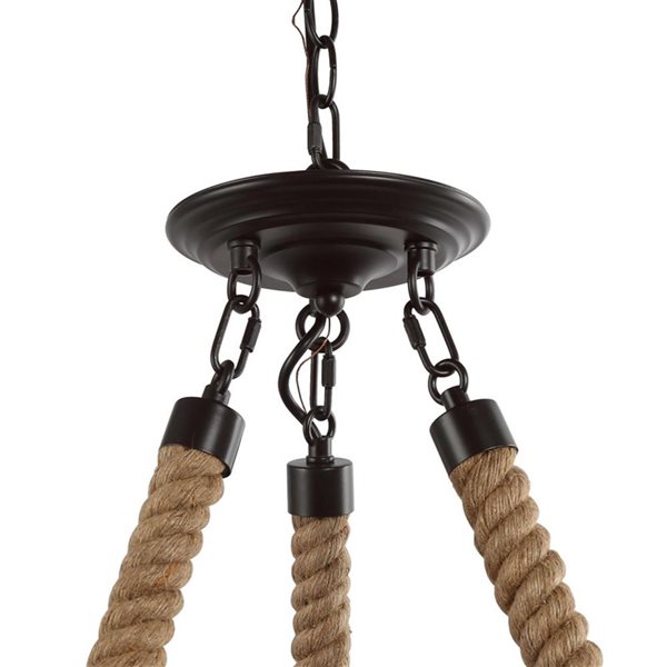 LNC Laius 6-Light Oil-Rubbed Bronze and Jute Rope Farmhouse Chandelier