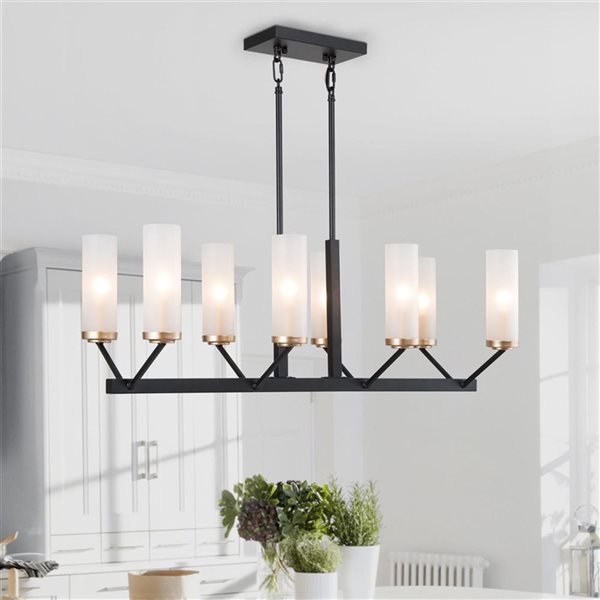 LNC 8-Light Black and Gold Linear Modern Pendant Light