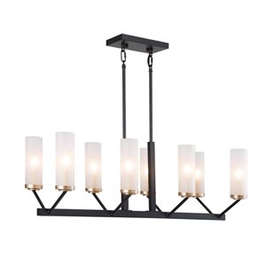 LNC 8-Light Black and Gold Linear Modern Pendant Light