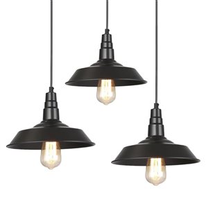 LNC Elvis Matte Black Farmhouse Schoolhouse LED Kitchen Island Light