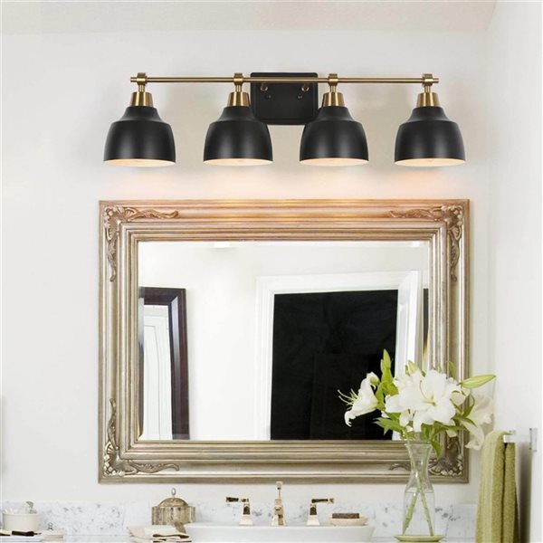 LNC Darren 4-Light Black Modern Vanity Light Bar