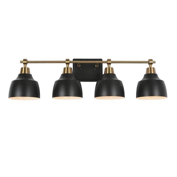 LNC Darren 4-Light Black Modern Vanity Light Bar