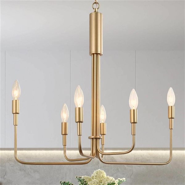 LNC Pursuit 6-Light Matte Gold Candle Modern/Contemporary Chandelier