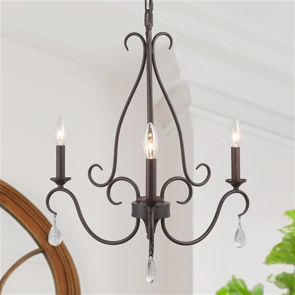 LNC Miller 3-Light Antique Bronze Industrial LED Candle Chandelier